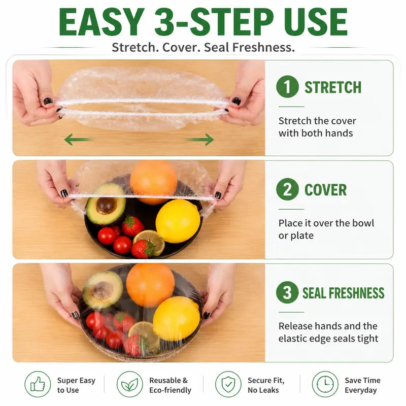 100PCS Disposable Stretch Food Covers for Bowls & Plates, Elastic Bowl Covers🥗
