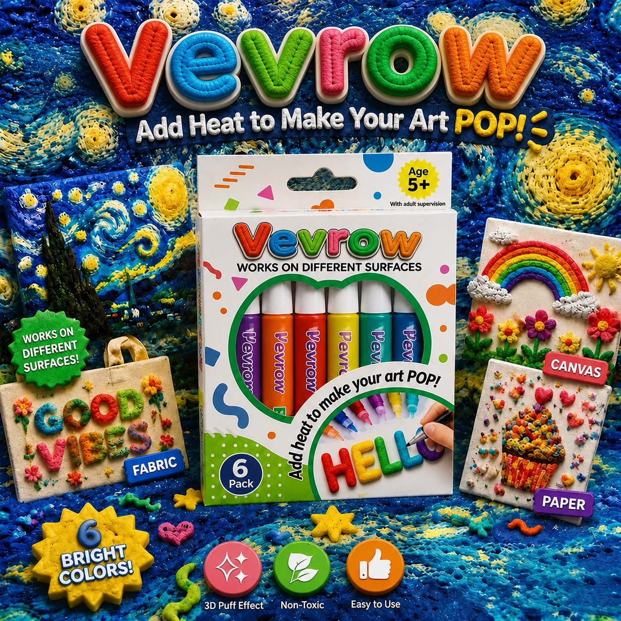 🦄👗Save66% by ordering today丨Vevrow® 3D Relief Art Pen – Turn Flat Drawings Into Touchable 3D Art🪄